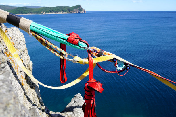 松驰绳的结和绳的特写，水线图片下载