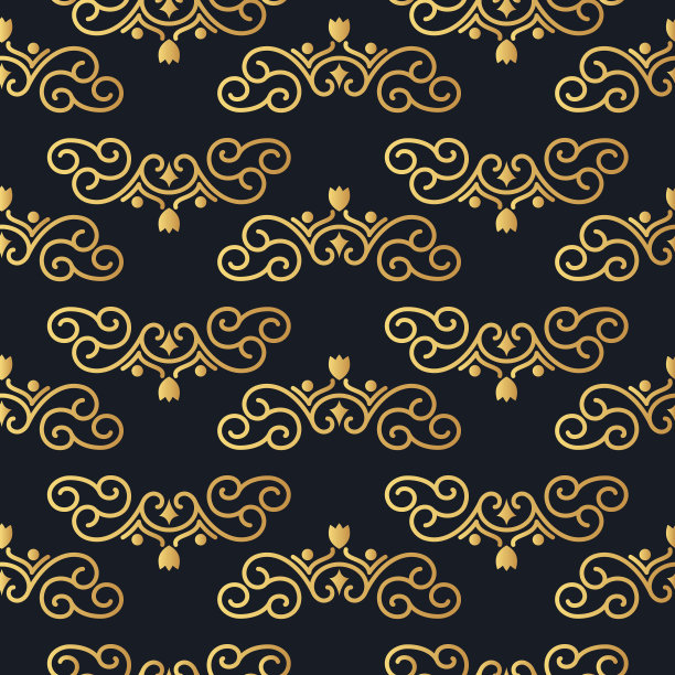 手绘黄金复古无缝图案。金色优雅华丽的婚礼背景。矢量孤立的金银丝请帖纹理。图片下载