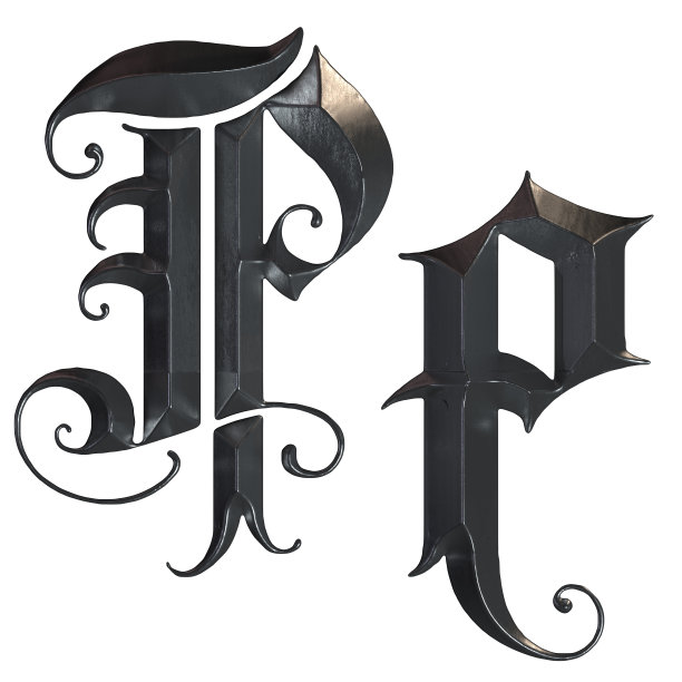 优雅的中世纪哥特式字母p三维渲染图片下载