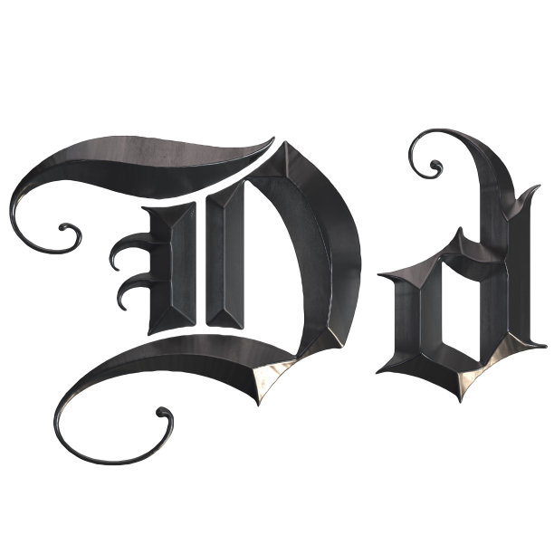 优雅的中世纪哥特式字母d三维渲染图片下载