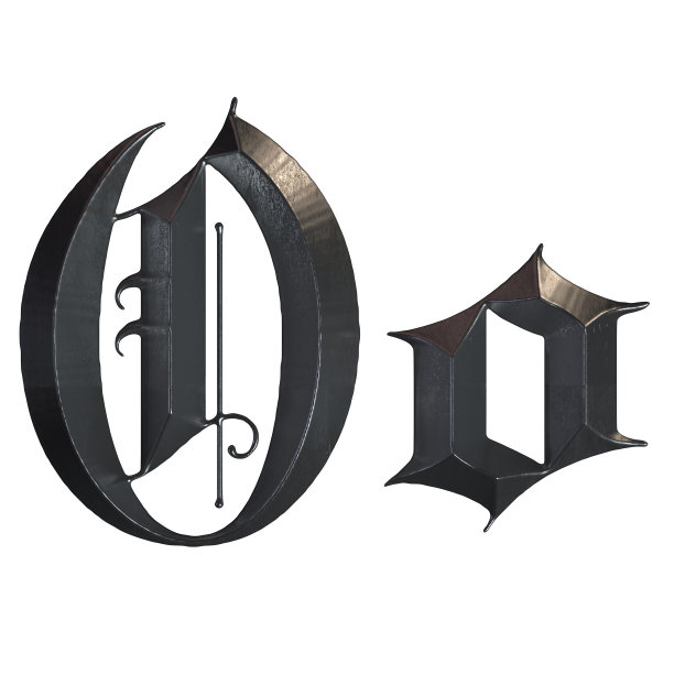 优雅的中世纪哥特式字母O. 3d渲染图片下载