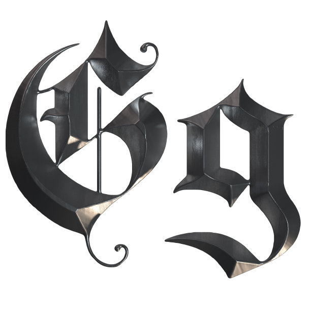 优雅的中世纪哥特式字母G. 3d渲染图片下载