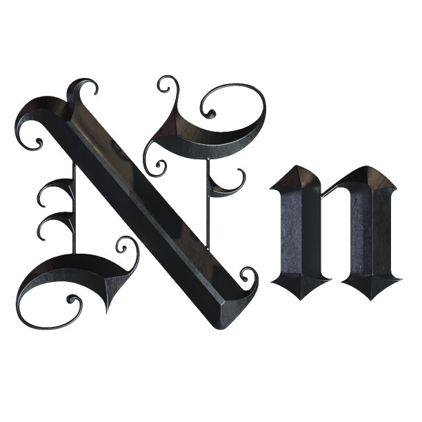 优雅的中世纪哥特式字母n三维渲染图片下载