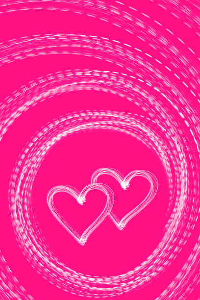 一对心形里面有一幅螺旋形的LED光画图片下载