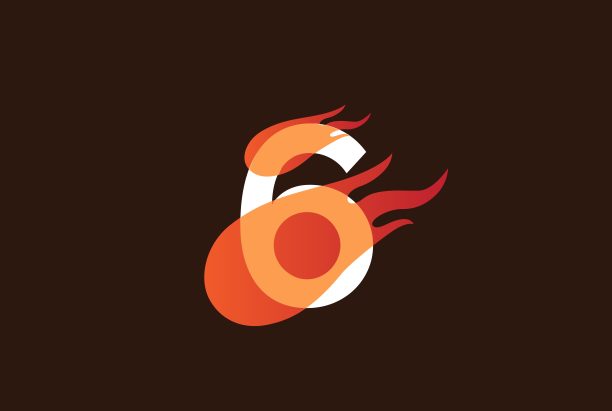 初始数字标志橙色火焰火焰标志模板黑色背景图片下载