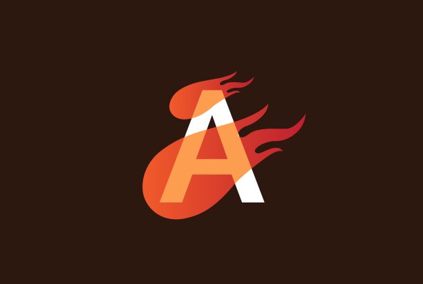 首字母标志橙色火焰火焰标志模板黑色背景图片下载