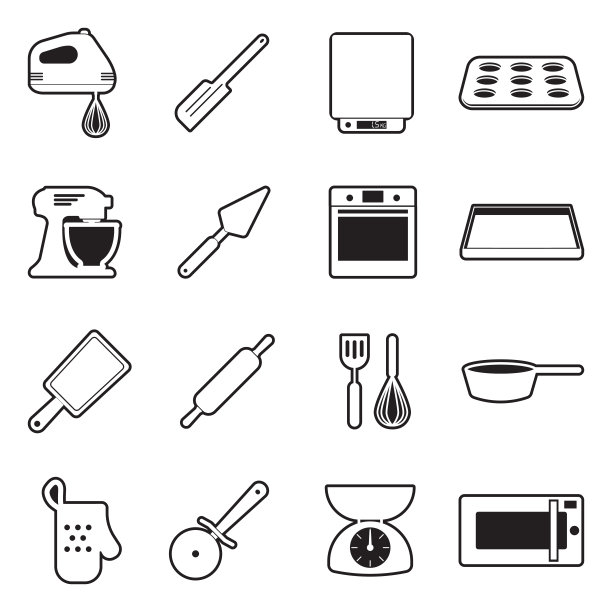 烘焙图标。线条与填充设计。矢量插图。图片下载