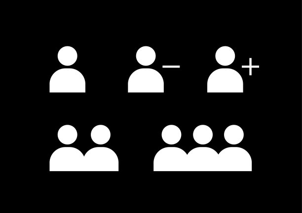 用户资料群组设置图标符号：添加/删除用户，团队，矢量图图片下载