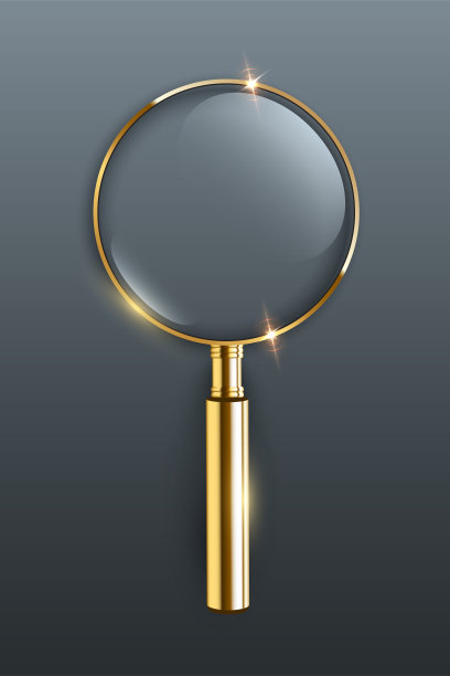 矢量现实金色放大镜孤立在灰色背景。图片下载