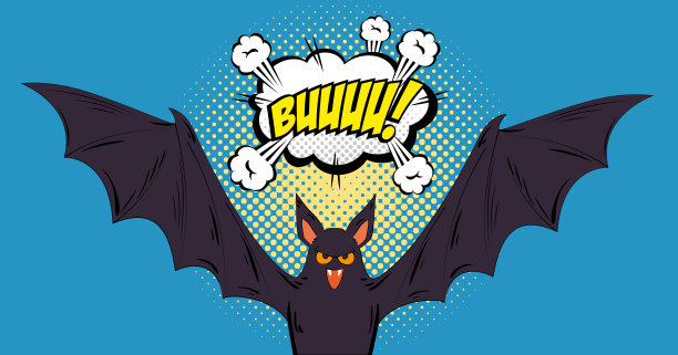 蝙蝠飞行万圣节风格的波普艺术图片下载