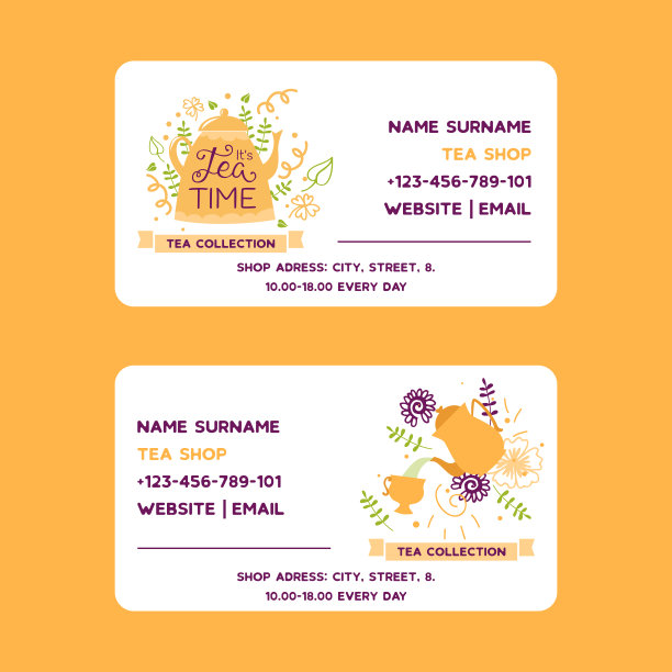 草药茶矢量名片茶壶花和草药。设计草药和绿茶系列，饮料菜单，顺势疗法，芳香疗法和保健茶时间产品。图片下载