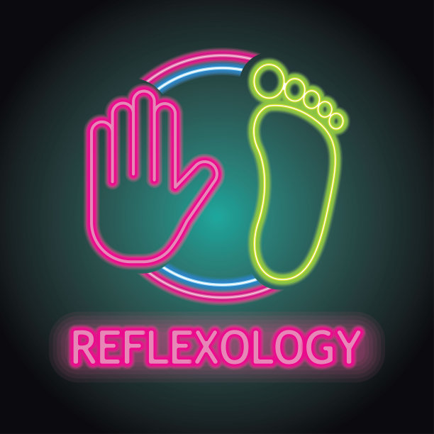 反射区治疗与霓虹灯效果股票插图图标图片下载