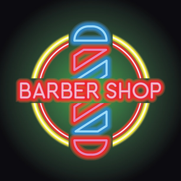 理发店图标霓虹灯效果。矢量图图片下载