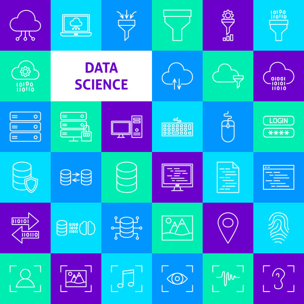 数据科学线图标图片下载