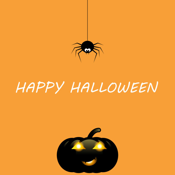 万圣节快乐文字横幅与蜘蛛网和南瓜，节日书法海报，贺卡，派对邀请，矢量插图。图片下载