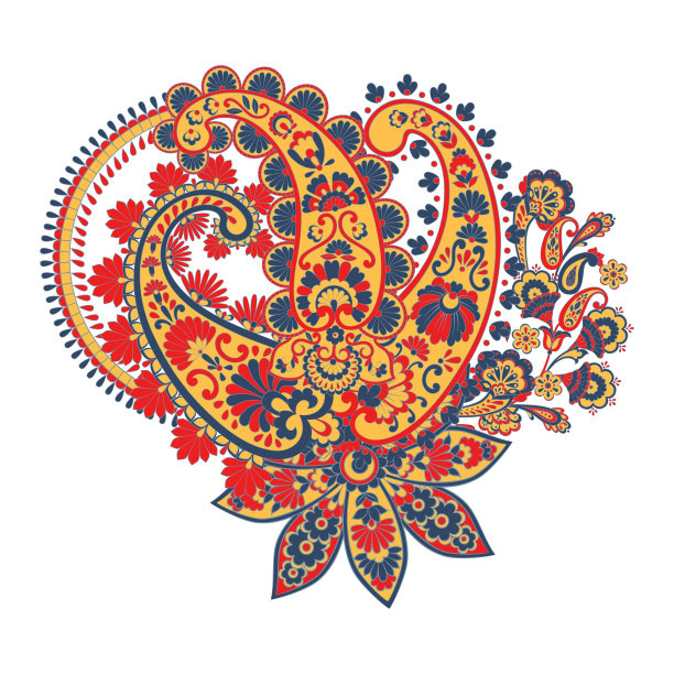 佩斯利矢量花卉插图图片下载