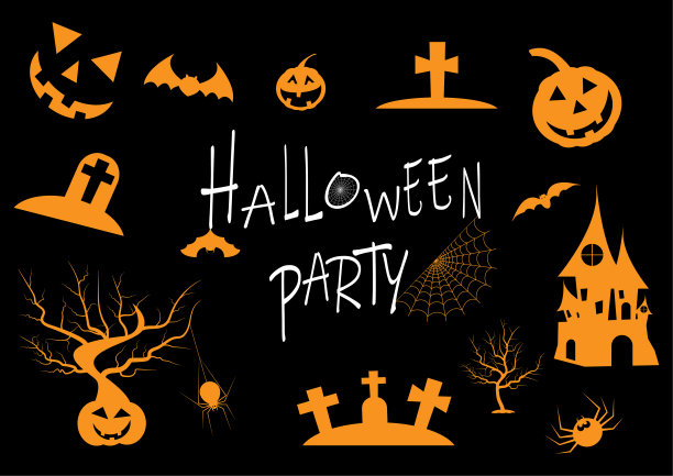 万圣节快乐收藏，万圣节图标设计背景，矢量插图。图片下载