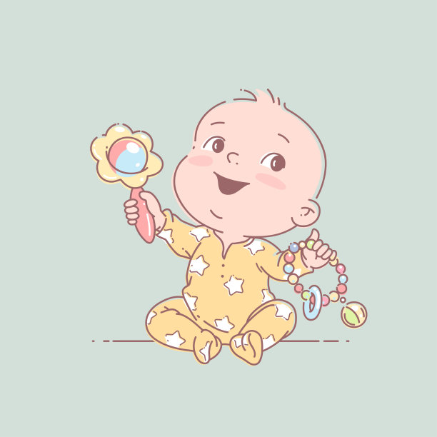 小男孩或小女孩穿着睡衣坐在地板上玩耍。图片下载