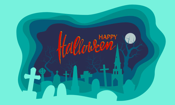 墓地、墓地和树木的黑色剪影图片下载