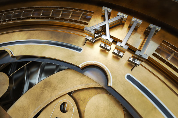 摘要手表与齿轮的3d渲染插图。图片下载