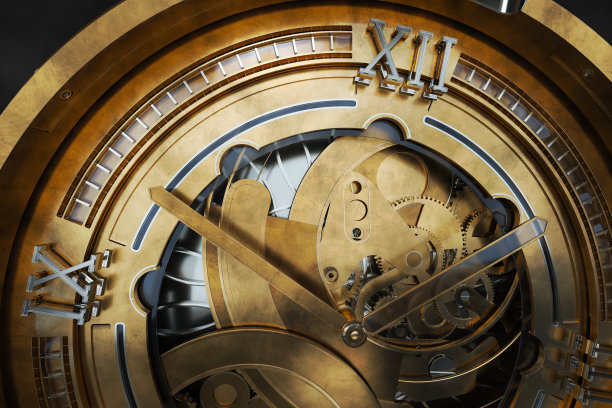 摘要手表与齿轮的3d渲染插图。图片下载