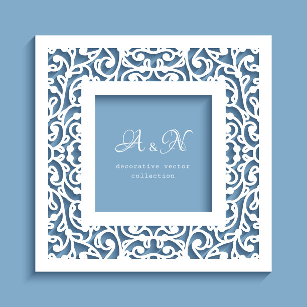 方形框架与剪纸漩涡图片下载