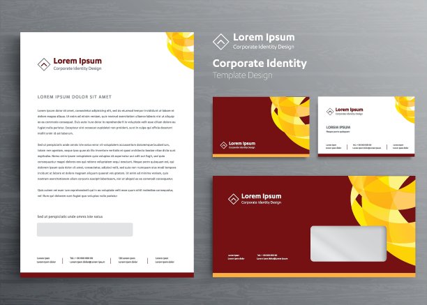 经典文具企业企业标识模板设计，宣传册，传单数字通信报告矢量插图模型图片下载