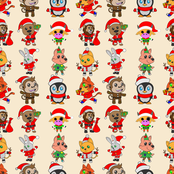 圣诞节无缝图案设计与可编辑的背景图片下载