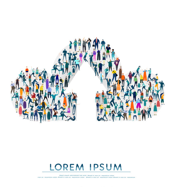 云,互联网。一大群商人、工人、家庭成员和学生被组织成符号。由小忙人组成的图标集合。图片下载