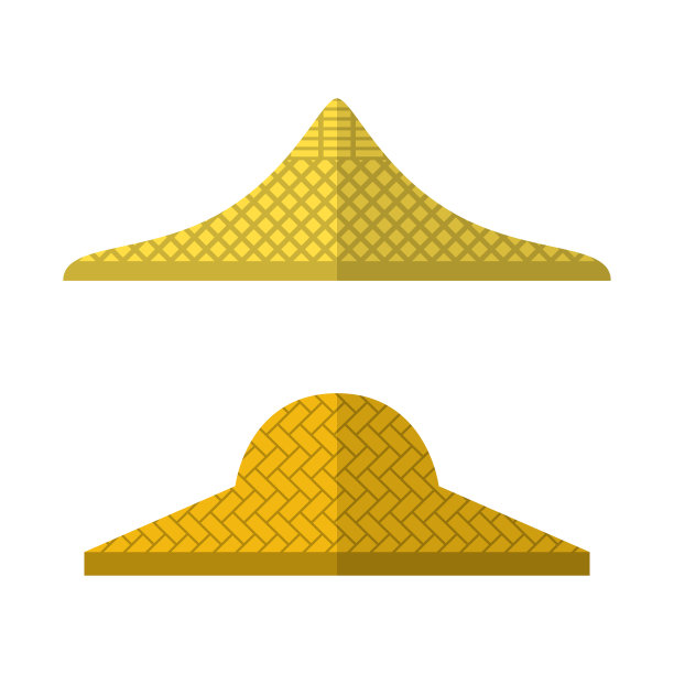 一套亚洲草帽的园丁和农民。图片下载