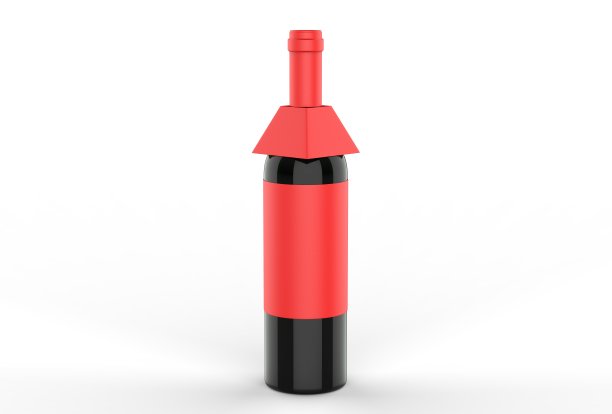 酒瓶空白标签和挂标签的品牌和模拟。3 d渲染插图。图片下载