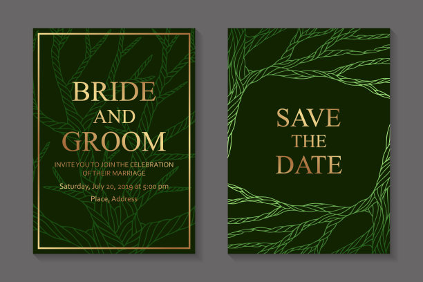 花婚礼邀请设计或贺卡模板。图片下载