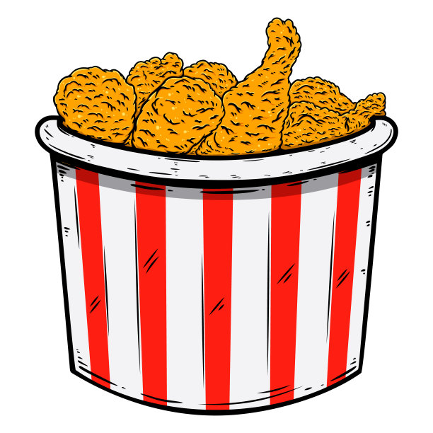 炸鸡桶的插图。设计元素海报，卡片，横幅，标志，传单。矢量图图片下载