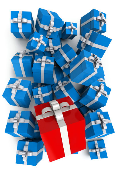 一组蓝色的礼物和一个红色的图片下载