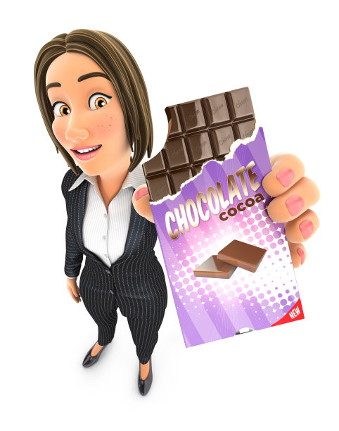 3d商业女性拿着巧克力棒图片下载