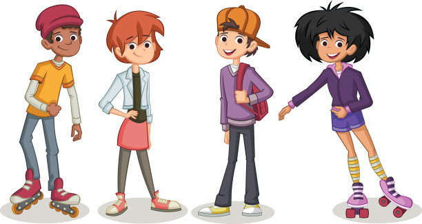 一群卡通青年图片下载