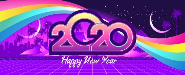 2020复古波浪日历图片下载