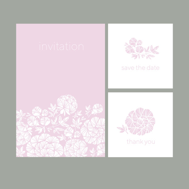 装饰牡丹剪影卡套卡图片下载