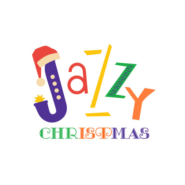 圣诞爵士手绘平面彩色矢量图标图片下载