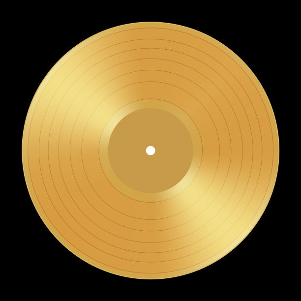 金色LP乙烯基与详细的轨道上的黑色背景图片下载