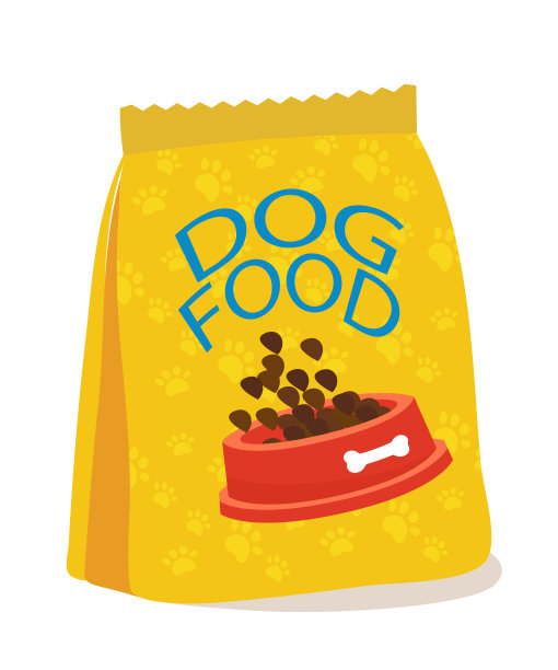 狗粮包装平面矢量插图图片下载