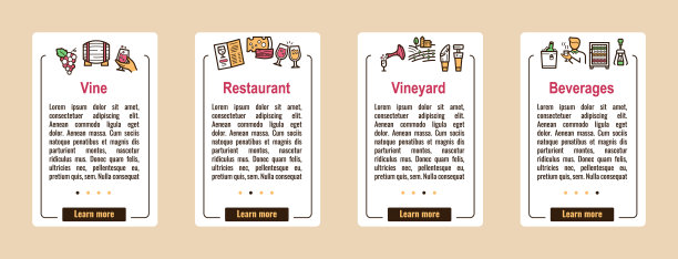 葡萄酒制作颜色线性图标集图片下载