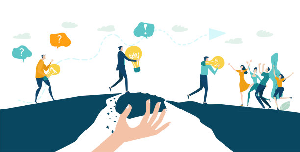 商人们拿着灯泡，象征着把新娘的想法和生意联系在一起。商务人士在行动的集合。图片下载