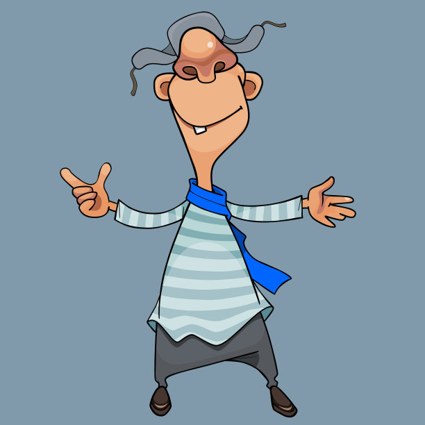 卡通人高兴地仰起头，张开双臂图片下载