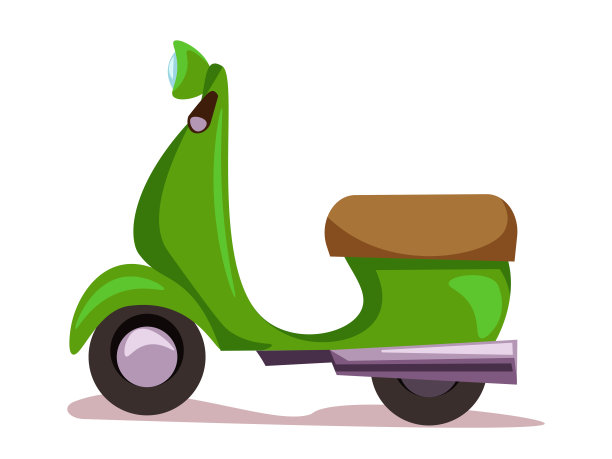 绿色摩托车平面矢量插图图片下载