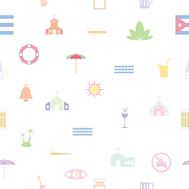 古巴无缝图案背景图标。图片下载