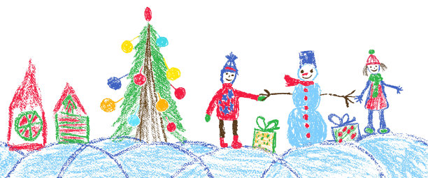 喜欢儿童手绘圣诞空间假日边界。图片下载