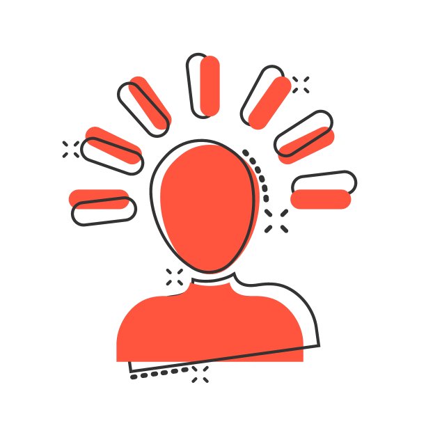 注意漫画风格的人物图标。人的挫折向量卡通插图象形图。思考企业概念喷溅效应。图片下载