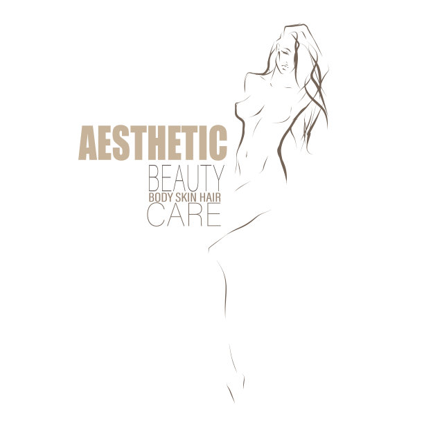 手绘轮廓苗条的女性身体。有一头长发的漂亮年轻女子。插图的主题是美丽和关怀图片下载