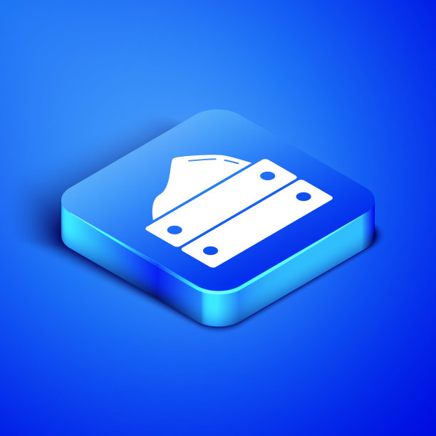 与收获图标隔离在蓝色背景的木箱。蓝色方块按钮。矢量图图片下载